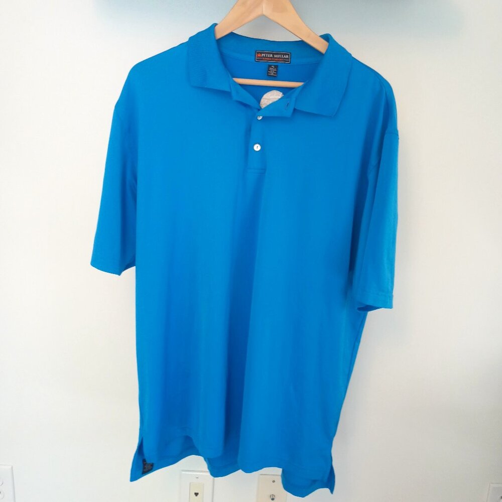 Peter Millar Summer Comfort Lightweight Breathable Blue Golf Polo Men's Size XL